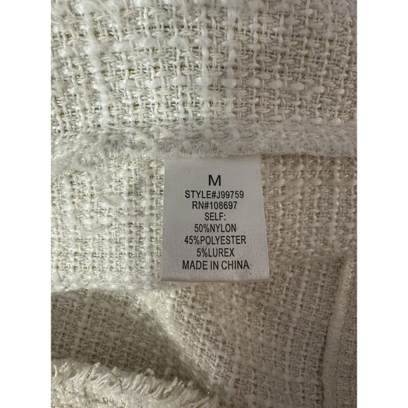 Sweet Rain Tweed Shacket Shirt Jacket White Gold Shimmer Accent - Picture 6 of 9